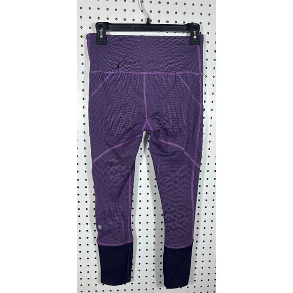 LULULEMON Rebel Runner Crop Herringbone Purple Leggings Size 6 - Picture 2 of 8
